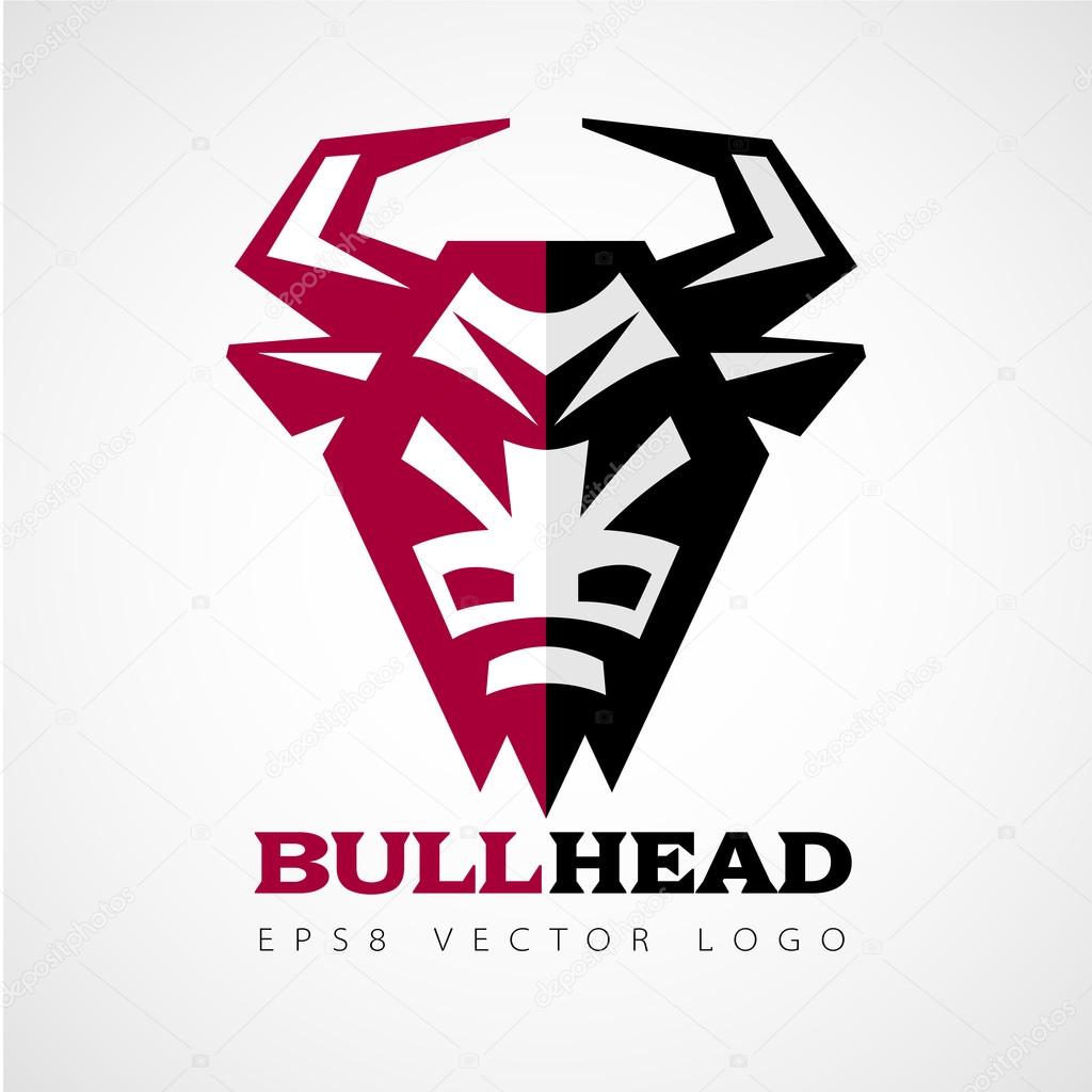 Vector logo with bull head in front view. Eps8. RGB. Global colors