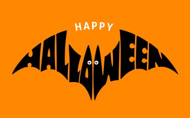 Cadılar Bayramınız Kutlu Olsun. Siluet yarasa yazı