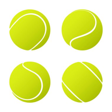 Set of tennis balls isolated on white background clipart