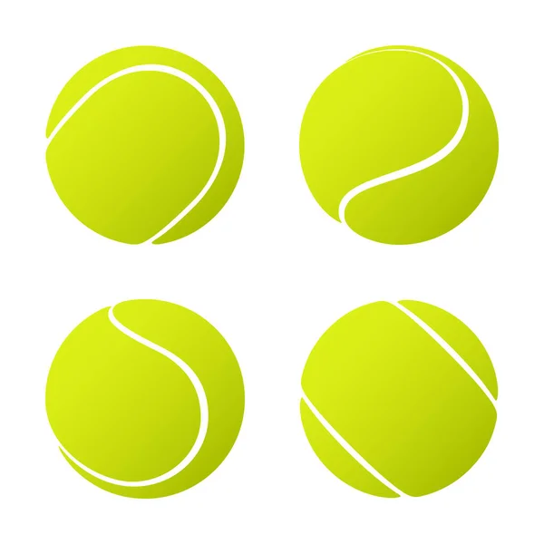 Juego de pelotas de tenis aisladas sobre fondo blanco — Vector de stock