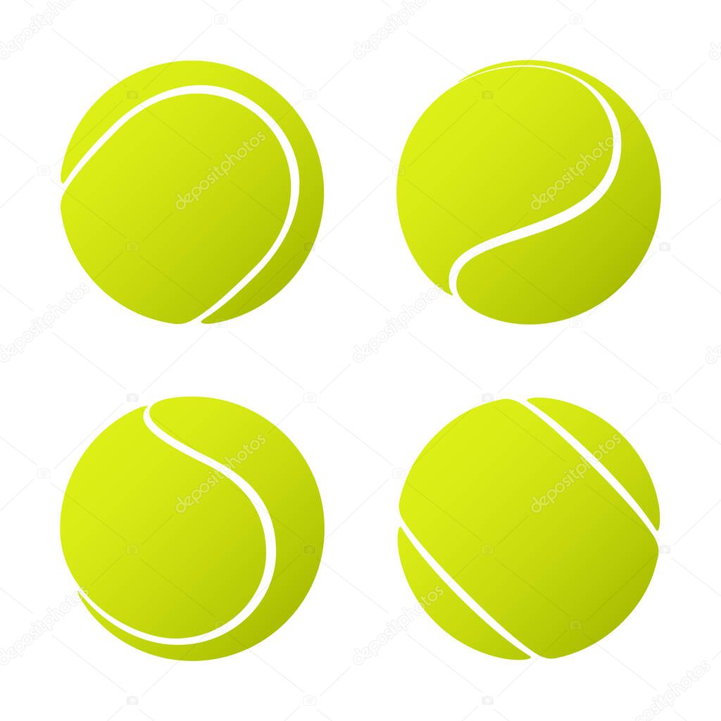 Set of tennis balls isolated on white background