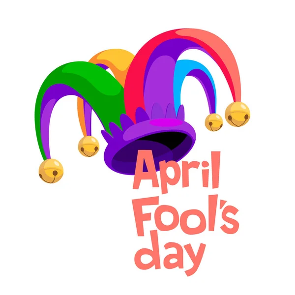 Απρίλιος Fool s ημέρα γράμματα με πολύχρωμο καπέλο γελωτοποιός απομονώνονται σε λευκό φόντο Διάνυσμα Αρχείου