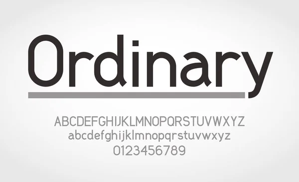 Ordinary font. Uppercase, lowercase letters and numbers in alphabet order Vetores De Stock Royalty-Free