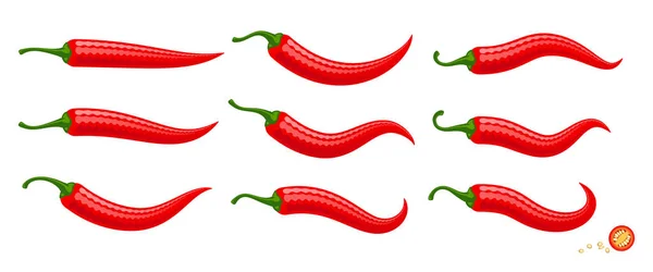 Desenhos animados vermelho Chilli pimentas vetor ilustração isolado no fundo branco Gráficos De Vetores