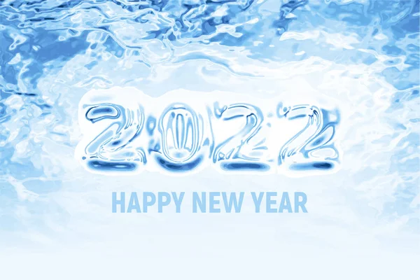 2022 Bonne année sur fond de glace bleue — Image vectorielle