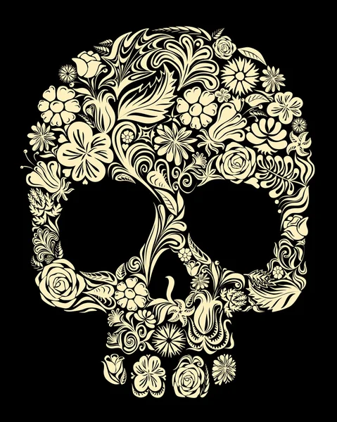 Cráneo floral — Archivo Imágenes Vectoriales