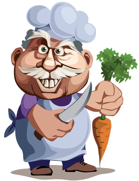 La cocción con un cuchillo y zanahoria — Vector de stock