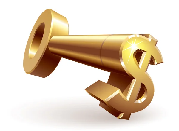 Gouden dollar sleutel — Stockvector