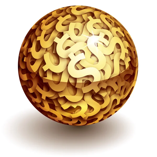 Vector spheren av guld dollartecken — Stock vektor