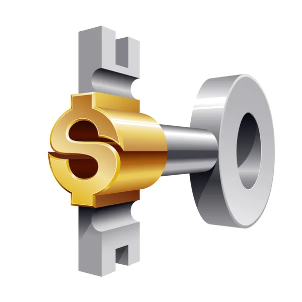 Gold-Dollar-Schlüssel — Stockvektor