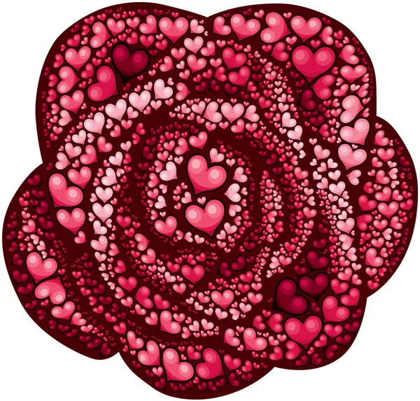 Rosa de corazones — Vector de stock