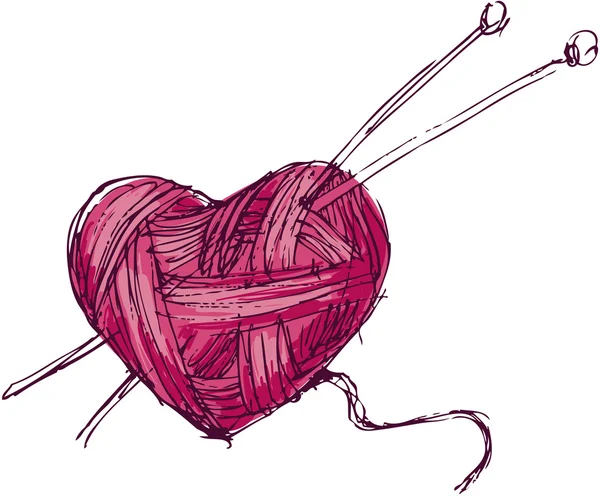 Hjärtat av garn — Stock vektor