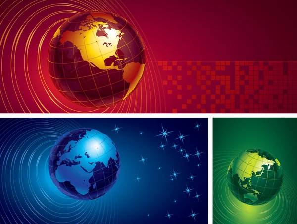 Trois globes — Image vectorielle
