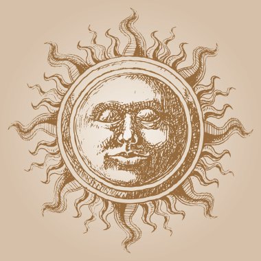 Old-fashioned sun decoration clipart
