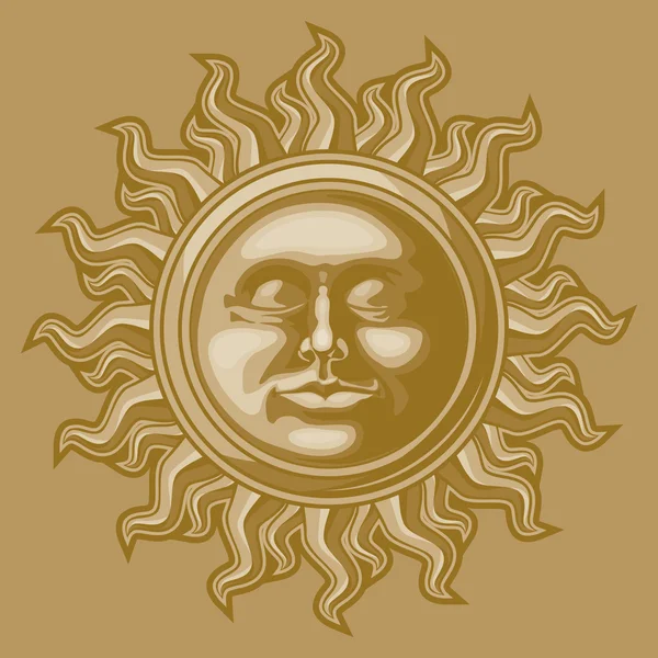 Decoración antigua sun — Archivo Imágenes Vectoriales