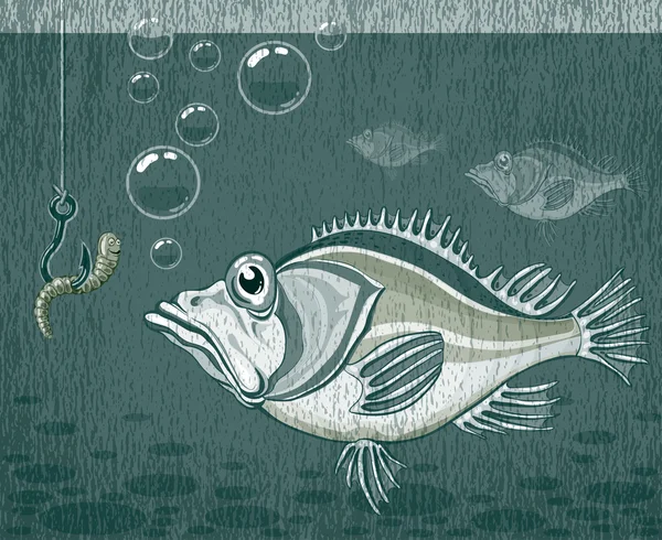 Poissons et vers — Image vectorielle