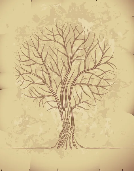 Árbol en papel viejo — Vector de stock