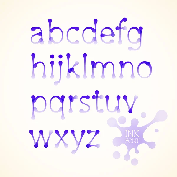 Vector ink lowercase alphabet — Stock Vector