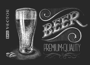 Poster of beer on the chalkboard clipart