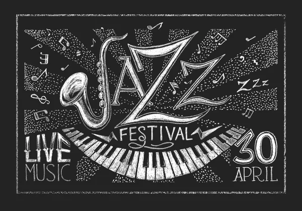 Poster del festival di Jazz alla lavagna — Vettoriale Stock