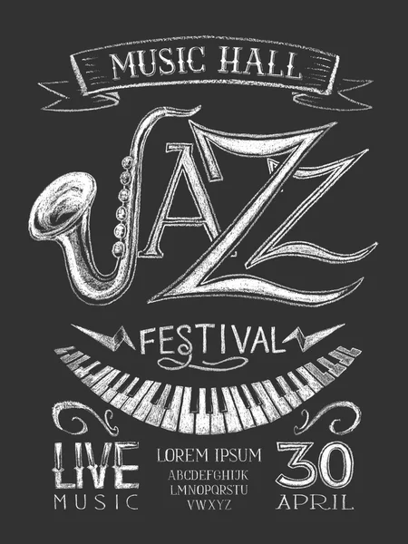 Festival de Jazz de cartaz na lousa — Vetor de Stock