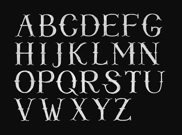 Alfabet ręcznie rysowane na tablicy — Zdjęcie stockowe