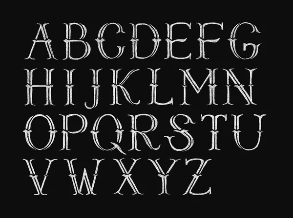 Alfabet ręcznie rysowane na tablicy — Zdjęcie stockowe