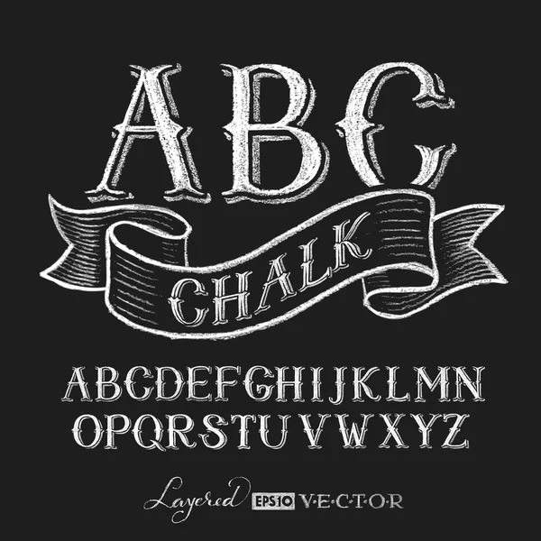 Alphabet-handgezeichnete auf Tafel — Stockvektor