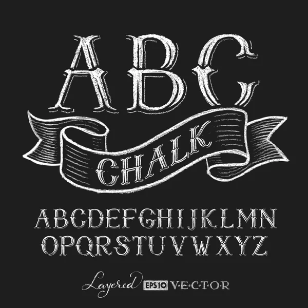 Alphabet hand drawn on chalkboard — Stock Vector