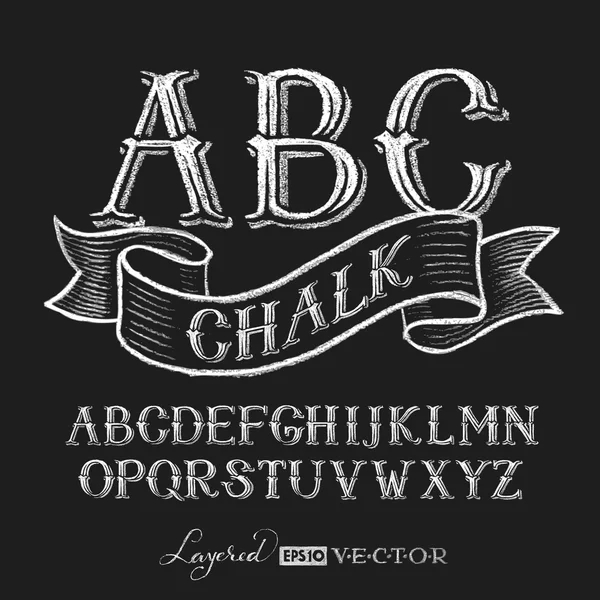 Alphabet hand drawn on chalkboard — Stock Vector