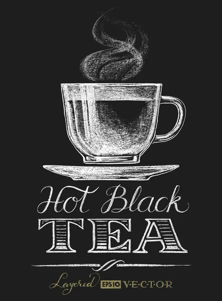 Chá preto quente — Vetor de Stock