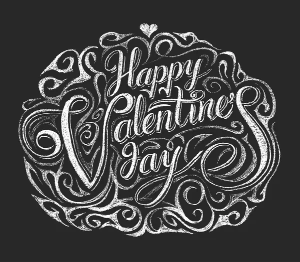 Happy Valentines Day. Lettering on chalkboard — Stock Vector
