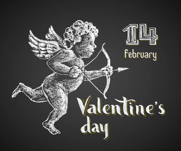 Cupid drawn on chalkboard — Stock Vector