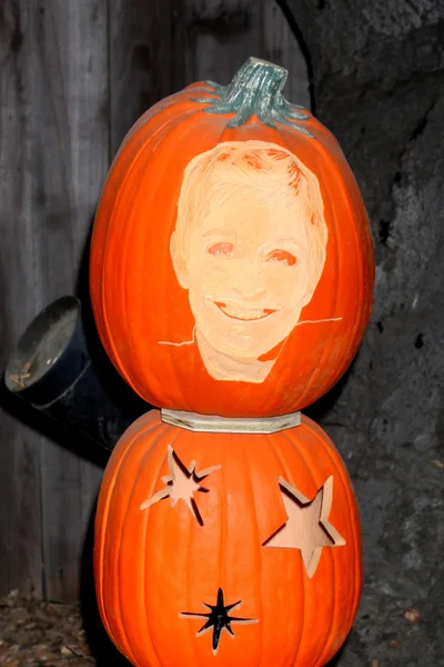 Ellen DeGeneres Carved Pumpkin — Stock Photo, Image