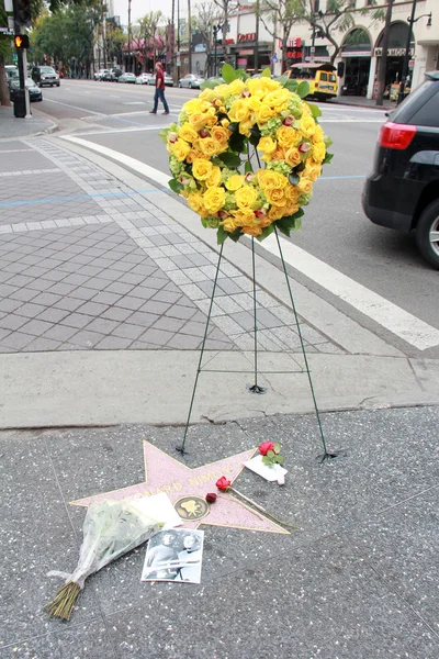 Blomster på Leonard Nimoys stjerne på Hollywood Walk of Fame – stockfoto