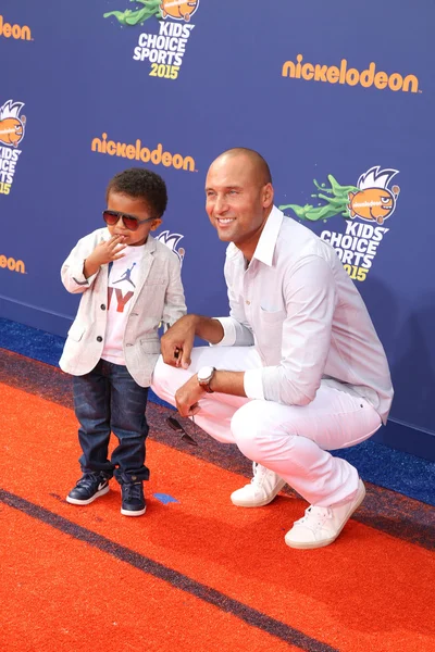 Derek Jeter with nephew Jalen Jeter-Martin — Stock Photo, Image