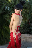 Bai Ling Models her See-Thru Red Dress