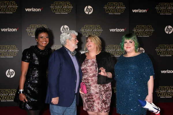 Mellody Hobson, George Lucas, daughters — Stok fotoğraf