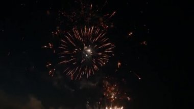 Gece gökyüzüne karşı renkli havai fişekler