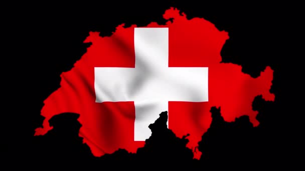 Switzerland Waving Flag Map Alpha Channel Seamless Loop — Stock Video