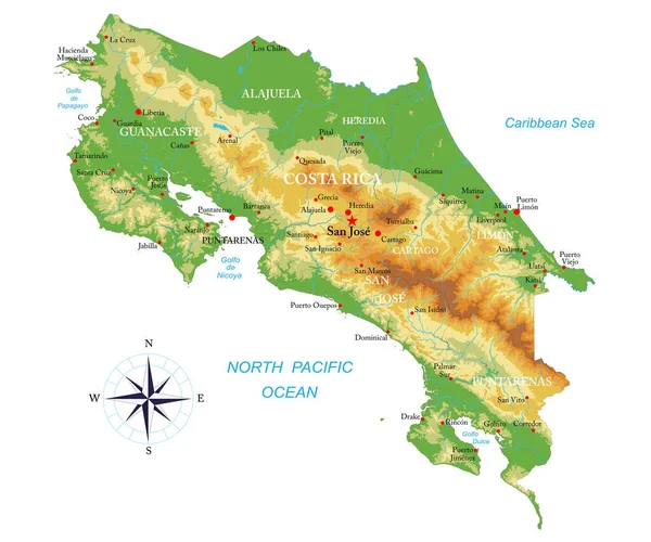 Kosta Rika fiziksel haritası