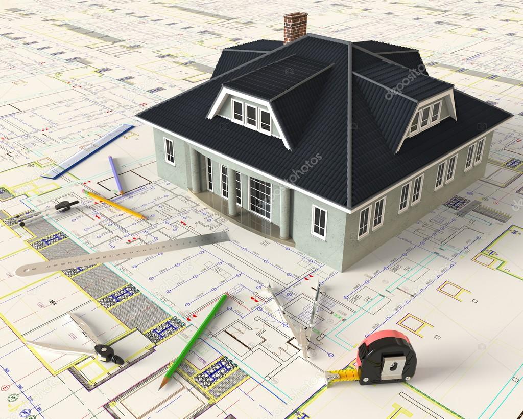 House Architectural Drawing And Layout — Stock Photo © vik173 #101926676