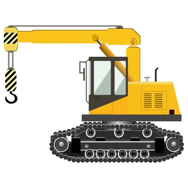 Yellow crawler crane. Industrial machinery. Construction machinery. Vector illustration. — Stock Vector