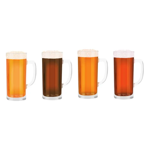 Set Řemeslným Pivem Pivních Hrncích Transparenty Letáky Plakáty Karty Světlé — Stockový vektor