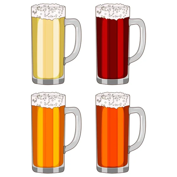 Conjunto Com Cerveja Artesanal Copos Caneca Para Banners Folhetos Cartazes — Vetor de Stock