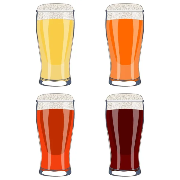 Set Řemeslným Pivem Weizen Brýle Pro Bannery Letáky Plakáty Karty — Stockový vektor
