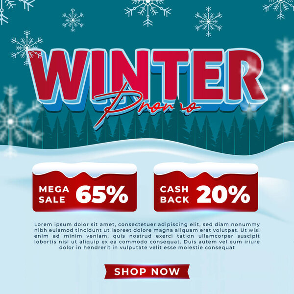 Акция зимних распродаж со скидками и предложениями по возврату денег
