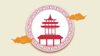 Çin yeni yılı için Pagoda animasyonu