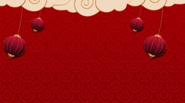 Çin Yeni Yıl Animasyonu. Zarif bir hareket ve kutlama tasarım unsurları.