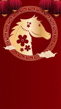 Animasyon Çin Zodyak Atı, At Yılı 'nı zarif bir hareketle ve kültürel tarzla kutluyor. Tatil promosyonları, şenlikli geçmişler ve Ay Yeni Yılı görsel içeriği için mükemmel.